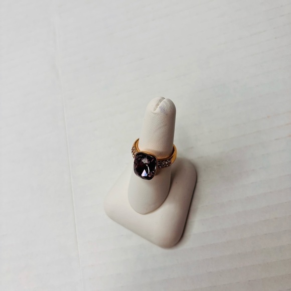 SWAROVSKI Amethyst Crystal Gold Ring Size 6 - Picture 2 of 8